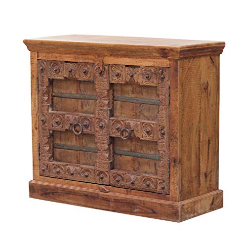 Casa Moro | Cassettone orientale Douha 100x45x92 cm (L/I) con frontale intagliato a mano | credenza stretta in vero legno di mango | comodino per una vita semplicemente bella | CA502180