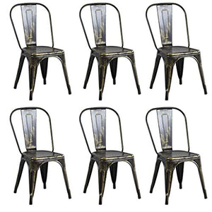 Milani Home s.r.l.s. Set di 6 Sedie in Metallo di Design Moderno Industrial Vintage per Sala da Pranzo Bar Ristorante Soggiorno