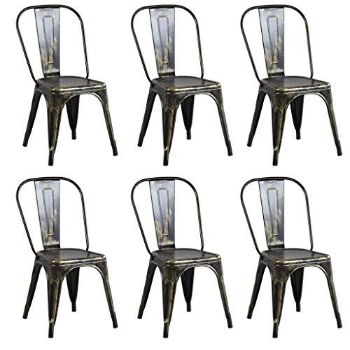 Milani Home s.r.l.s. Set di 6 Sedie in Metallo di Design Moderno Industrial Vintage per Sala da Pranzo Bar Ristorante Soggiorno