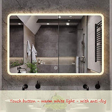 Specchio Specchio Grande, Specchio da Bagno Illuminato a LED, Specchio cosmetico Rettangolare Senza Cornice, Pulsante a sfioramento retroilluminato 500x700mm