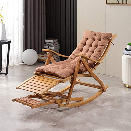 Iyom Sedia Zero Gravity, Sedie a Sdraio, Sedia a Dondolo Pieghevole in Legno Balcone Sedia con Schienale Regolabile in bambù con poggiatesta e Massaggio ai Piedi Lettini Prendisole, Supporto 300 kg