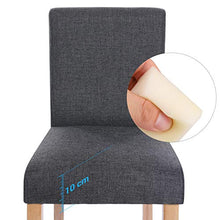SONGMICS Set di 2 Sgabello da Bar, Sedie da Bar Imbottito con Schienale, Tessuto Simil-Lino, Altezza Sedile 76 cm, Gambe in Legno Massello, con Poggiapiedi Grigio Scuro LDC31GY