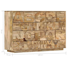 vidaXL Mobile Alfabeto 6 Cassetti Credenza Cassettiera Bella Comoda Pratica Robusta Resistente Durevole Spaziosa 120x35x79 cm Legno Massello Mango