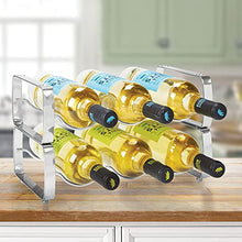 mDesign Set da 2 scaffali per bottiglie di vino impilabili – Portabottiglie in metallo per 3 bottiglie ciascuno – Organizer metallo per ogni tipo di bottiglia – grigio scuro
