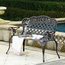 Panchine per Terrazze Giardino Panca per Tempo Libero Esterno, Panca da Cortile in Ghisa Resistente Alle Intemperie, Panchina da Giardino Con Schienale e Braccioli, Panca Decorativa in Ferro Battuto