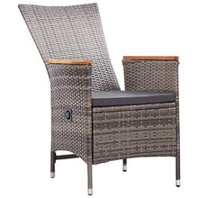 Festnight 2 pz Sedie da Esterno con Cuscini in Polyrattan Schienale Regolabile 58 x 62 x 108 cm Poltrona da Spiaggia Colore Grigio