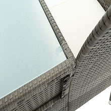 Belissy Panchina da giardino a 2 posti, resistente alle intemperie, in rattan sintetico, 2 posti, con 2 posti, cuscini da 5 cm, colore: grigio