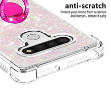 Custodia LG Stylo 6 Squillo della Base del Telefono TPU Brillantini Diamond Liquido Telefono Bumper Case （Stelle Rosa Fluorescenti）