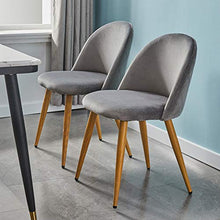 CLIPOP Set di 2 sedie da pranzo in velluto grigio sedie da cucina con schienale e gambe in legno robuste in metallo, per soggiorno, soggiorno, cucina, ufficio e ristorante