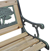 GOTOTOP Panca da giardino per bambini, 84 x 50 x 37 cm, in legno e ferro, per giardino, terrazza, con schienale