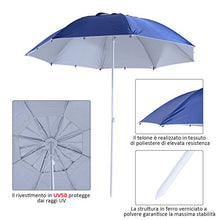 Outsunny Ombrellone Tenda Parasole 2 in 1 da Giardino Spiaggia Protezione UV 50 in Poliestere Ferro con Borsa di Trasporto 210x 222cm