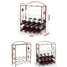 LXH-SH Cremagliera del Vino Nana Elegante Rack Vetro di Essiccazione, Bottiglie di Vino Metallo Rack Calici Stand Contiene 8 Bottiglie e 6 Bicchieri 42x15.5x46.5cm scaffali Vino contatore
