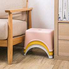 Sgabello in plastica, sgabello basso quadrato ispessito (per adulti e bambini), robusto, adatto per soggiorno, bagno, esterno, ecc, Con tappetino antiscivolo/rosa / 28x18x20cm