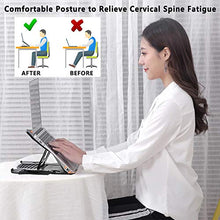 Supporto PC Portatile Ergonomico Regolabile con Supporto Telefono Cellulare, Multi-angolo Supporto PC Portatile Laptop Riser Stand per Telefono Tablet PC Portatile 17 Pollici Scrivania Divano(Nero)