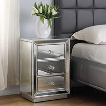 HMDJW Moderno 3 cassetto Comodino Specchio Tabella casa Specchio Accent Tabella Camera Mini Cabinet d'Argento