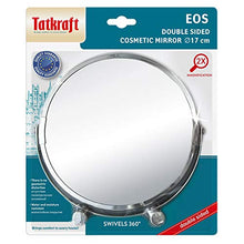 Tatkraft EOS – Specchio da Tavolo per il Trucco e Rasatura Bifacciale - Compatto e Ingranditore – Specchio Tondo Piccolo Portatile e Solido - Cromato - D: 17 cm