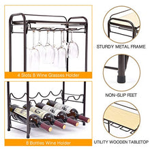 Kingrack 8 portabottiglie in metallo con portabicchieri e supporto per vino e tavolo, 4 ripiani per vino, supporto per vino, supporto per cucina, cantina, bar, piano di lavoro