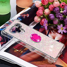 Custodia LG Stylo 6 Squillo della Base del Telefono TPU Brillantini Diamond Liquido Telefono Bumper Case （Stelle Rosa Fluorescenti）