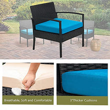 MengFeiNi 3 Pezzi Patio per Esterni Set di Mobili Set Patio Set di Conversazione del Patio Set di Bistrot Sedie Rattan per Balcone Portico Portico Portico Sedie A Patio con Cuscini Blu