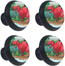 Dinosauro rosso che cammina nella giungla Pomelli per Porta Set di 4 Pomelli per Mobili Manopole per Cassetti Cucina Armadio Vetro