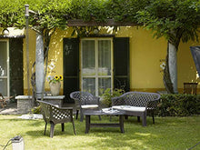 Dmora Set da Esterno Composto da 2 poltrone 1 panchina 1 tavolino, con Cuscini, Made in Italy, Color Antracite