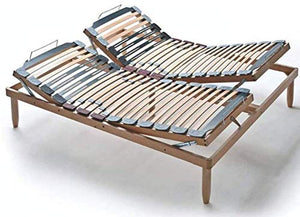 EvergreenWeb - Rete Matrimoniale 160x190 con Doghe in Legno 2 Alzate Manuali Separate ALZA Testa e Piedi Ortopedica Regolatori di Rigidità, Gambe Smontabili Base Letto da Incasso Rinforzata - Offerta