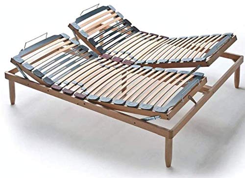 EvergreenWeb - Rete Matrimoniale 160x190 con Doghe in Legno 2 Alzate Manuali Separate ALZA Testa e Piedi Ortopedica Regolatori di Rigidità, Gambe Smontabili Base Letto da Incasso Rinforzata - Offerta