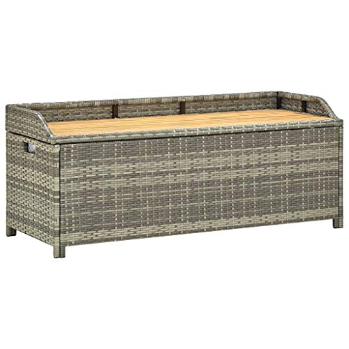 vidaXL Panca Giardino con Vano Portaoggetti Rustica Robusta Elegante Baule Cassapanca Panchina da Esterno 120 cm in Legno e Polyrattan Grigio
