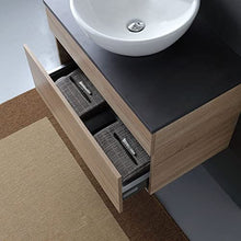 Kiamami Valentina MOBILE BAGNO SOSPESO CM80 CON TOP IN LEGNO ANTRACITE E LAVABO DA APPOGGIO | SOLE