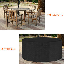 Copertura per mobili da giardino, copertura per tavolo da esterno,copertura per tavolo rotonda da terrazza impermeabile e antivento, resistente ai raggi UV(nera)