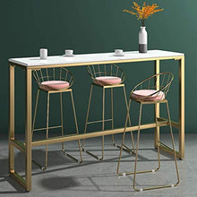 LWW Sgabelli, Casa elegante Décor Sgabelli | Bar Stool pranzo gambe delle sedie di velluto di metallo da cucina ristorante bar Sgabello alto con schienale basso, poggiapiedi,Rosa,Seduto altezza: 65cm