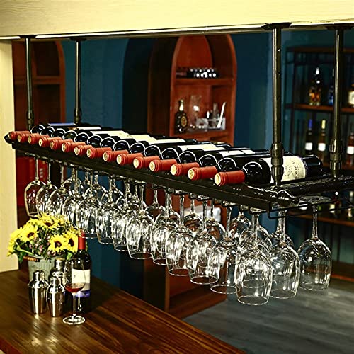 GOblet-holder MDELRuldeⓘ Portabicchieri da Vino da Appendere in Altezza Regolabile/Porta Bottiglie da Vino a soffitto/Portabottiglie da Vino Vintage/Portabottiglie da Parete Rustico/Porta calici