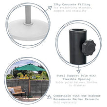 Harbour Housewares Base per ombrellone da Giardino - Cemento con Asta in Metallo - 12 kg - Nero - per aste da 38-48 mm