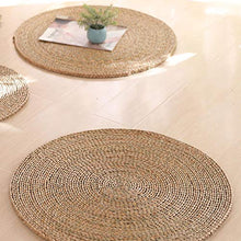 LTINN Tatami Rotondo Intrecciato a Mano, Tifa Naturale densa e rigorosa, Spessa, Traspirante, Naturale, Tappetino Yoga, Tappetino