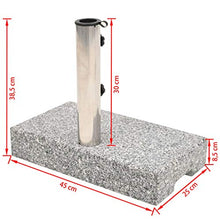 vidaXL Base per Parasole Rettangolare Robusta Stabile Elegante con Adattatori Supporto per Ombrellone in Granito 25 kg Tubo in Acciaio