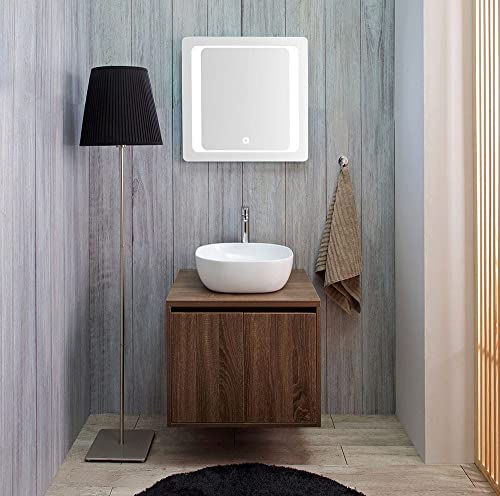 Kiamami Valentina MOBILE BAGNO SOSPESO CM 60 NOCE SCURO CON LAVABO APPOGGIO | SIENA