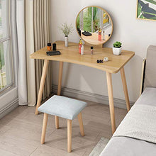 Specchiera Tavolo Cosmetici Con Specchio & Sgabello Imbottito,Semplice Camera Da Letto Vanity Toeletta Da Trucco Scrivania Scrivania Del Computer MOBILI MODERNI Per Home-Naturale-b 80x40x72cm(31x16x28