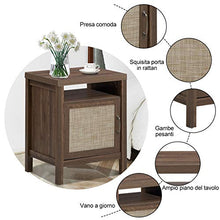 COSTWAY Comodino di Legno con 1 Armadietto, Design Vintage Retrò, per Camera da Letto, Noce