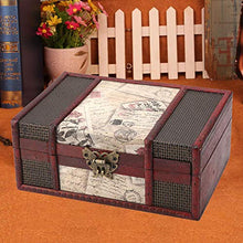 Oumefar Organizzatore di Gioielli in Scatola di Legno Custodia in Stile Antico per Decorazioni di Compleanno(Stamp with Lock)