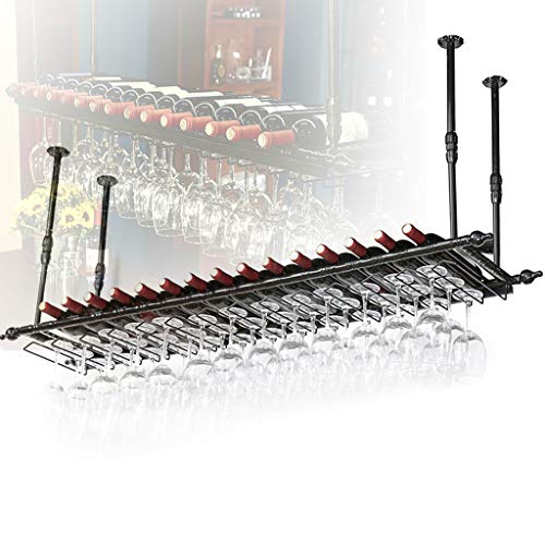 zxcvb Porta Bicchiere da Vino Sottosopra Portabottiglie Stile Semplice Appendiabiti in Ferro Portabottiglie da Soffitto Ripiano per Bar, Ristoranti, Cucine