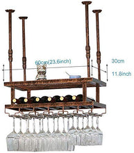 FWZJ Wine Lovers/Wine Racks Rustic Ceiling Wine Racks Adjustable Height/Wall Mounted Hanging Stemware Holder/Retro Glass Wine Bottle Holder/Wall Mounted Wine Bottle Rack/Hanging Wi