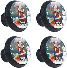 Babbo Natale che gioca con il pupazzo di neve Pomelli per Porta Set di 4 Pomelli per Mobili Manopole per Cassetti Cucina Armadio Vetro