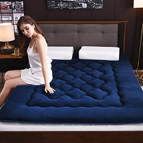 YXXCD Flanella Materasso Letto Futon, Pieghevole Tatami Materasso Giapponese Mantieni Caldo Materasso Terra Confortevole Tappetino Camera da Letto Dormitorio-Blu 150x200cm(59x78inch)