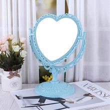 ZXFMT Specchio per Il Trucco, a Forma di Cuore Tavolo Girevole Specchio Compatto Comò in plastica Specchi Beige Rosa Blu Strumento cosmetico 2 Lati
