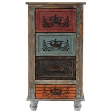 Mendler Serie Vintage Como cassettiera Legno Stile Spagnolo Modello Vigo 34x44x80cm