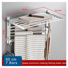GJXJY Portasciugamani da Parete Girevole Portasciugamano in Alluminio Spaziale con 7-Braccio e 6 Ganci, Swing out Porta Asciugamani Portaoggetti Organizer per Il Bagno