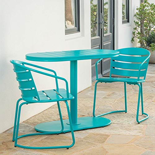 3 pezzi di tavolo da balcone piccolo e combinazione di sedia tavolo e sedia da negoziazione per il tempo libero cortile esterno, set di mobili in metallo per corridoio da giardino esterno