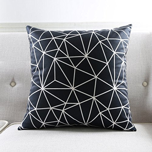 MEILING Bianco e nero Nordic geometrico a righe Divano cuscino morbido camoscio cuscino decorativo tra i cuscini del modello (Colore : 45cm-With A Core)