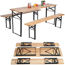 ZHANGLE Tavolo da Picnic Pieghevole da Esterno in Legno, Set da Tavolo da Pranzo Portatile con Piano in Legno e Struttura in Acciaio, per la Cena del Picnic