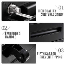 JXJ Comodino Nero Comodino con Ruote Armadio per Ufficio con 3 cassetti per Soggiorno, Camera da Letto, Ufficio